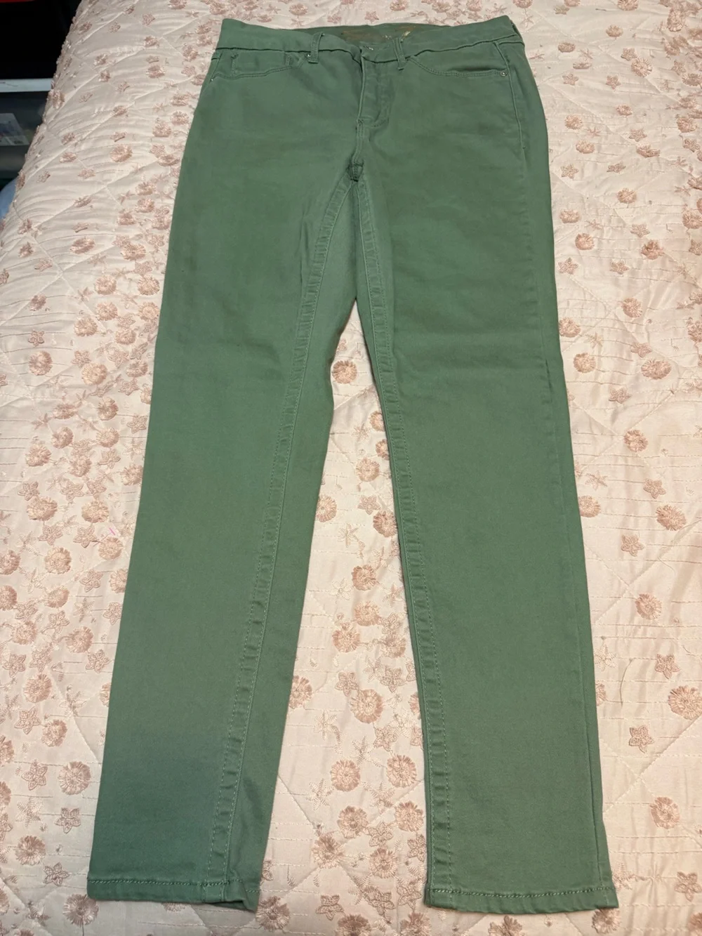 Seven7 Tummyless High Rise Skinny Jeans Sage Green Size 10